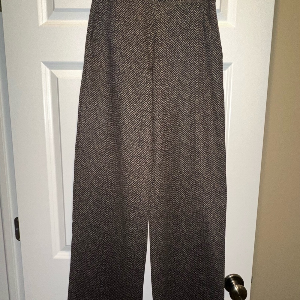 KiraGrace Pants Womens Small Herringbone Wide Leg High Rise Camel Travel